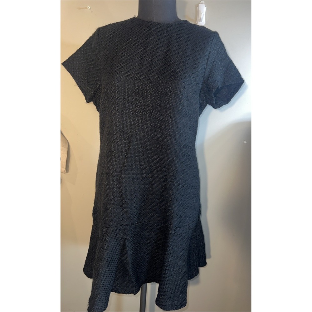 Free Assembly Dress NWT Size 12 Black Fit Flare Soft Textured Short Sleeve